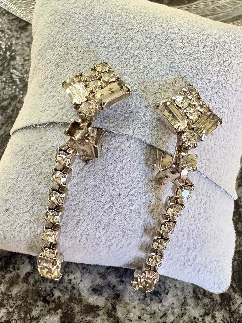 3 PAIRS: Vintage Crystal Drop Clip-Ons